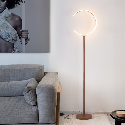 Simplicity C-Like Stand Up Lamp Acrylic LED Bedside Floor Reading Lighting in Coffee, Warm/White Light Coffee Clearhalo 'Floor Lamps' 'Lamps' Lighting' 983651
