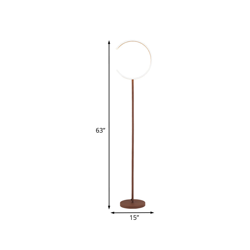 Simplicity C-Like Stand Up Lamp Acrylic LED Bedside Floor Reading Lighting in Coffee, Warm/White Light Clearhalo 'Floor Lamps' 'Lamps' Lighting' 983654