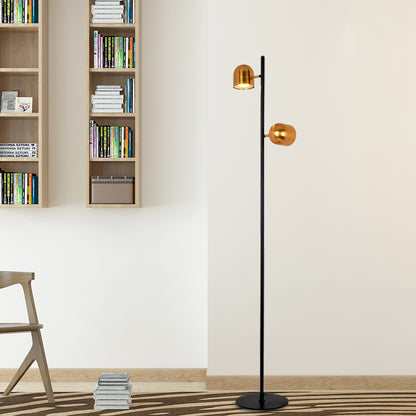 Black-Gold Dome Shape Floor Lighting Simplicity LED Metallic Standing Lamp for Study Room Black-Gold Clearhalo 'Floor Lamps' 'Lamps' Lighting' 983663