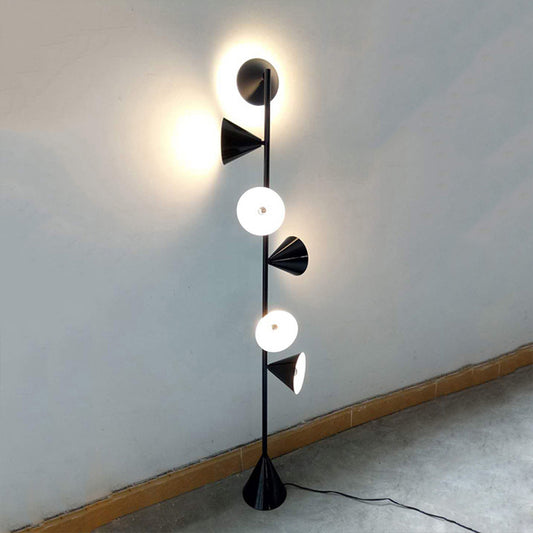 Metal Tapered Standing Lamp Contemporary 6-Bulb Black Reading Floor Light for Living Room Clearhalo 'Floor Lamps' 'Lamps' Lighting' 983668
