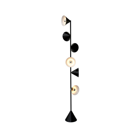 Metal Tapered Standing Lamp Contemporary 6-Bulb Black Reading Floor Light for Living Room Clearhalo 'Floor Lamps' 'Lamps' Lighting' 983669