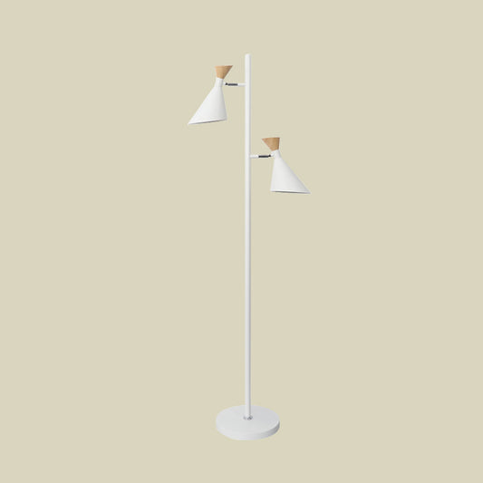 Nordic Flaring Floor Reading Light Metallic 2/3 Heads Study Room Stand Up Lamp in White Clearhalo 'Floor Lamps' 'Lamps' Lighting' 983673