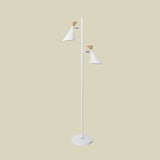 Nordic Flaring Floor Reading Light Metallic 2/3 Heads Study Room Stand Up Lamp in White Clearhalo 'Floor Lamps' 'Lamps' Lighting' 983673