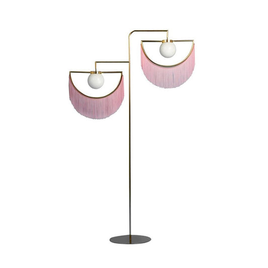 Pink Sun and Moon Reading Floor Light Simplicity 2 Bulbs Metal Stand Up Lamp for Bedroom Clearhalo 'Floor Lamps' 'Lamps' Lighting' 983690