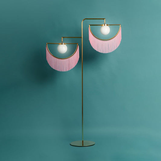 Pink Sun and Moon Reading Floor Light Simplicity 2 Bulbs Metal Stand Up Lamp for Bedroom Clearhalo 'Floor Lamps' 'Lamps' Lighting' 983691