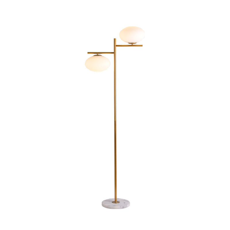 Gold Globe Standing Lighting Nordic 2 Heads Glass Reading Floor Lamp for Bedroom Clearhalo 'Floor Lamps' 'Lamps' Lighting' 983706