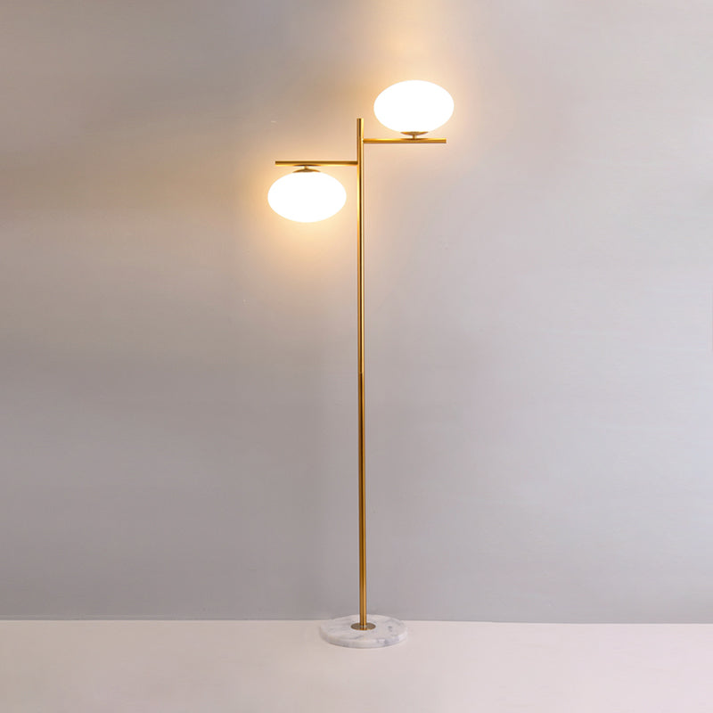 Gold Globe Standing Lighting Nordic 2 Heads Glass Reading Floor Lamp for Bedroom Clearhalo 'Floor Lamps' 'Lamps' Lighting' 983707