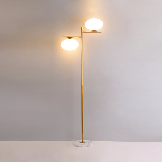 Gold Globe Standing Lighting Nordic 2 Heads Glass Reading Floor Lamp for Bedroom - Clearhalo - 'Floor Lamps' - 'Lamps' - Lighting' - 983707
