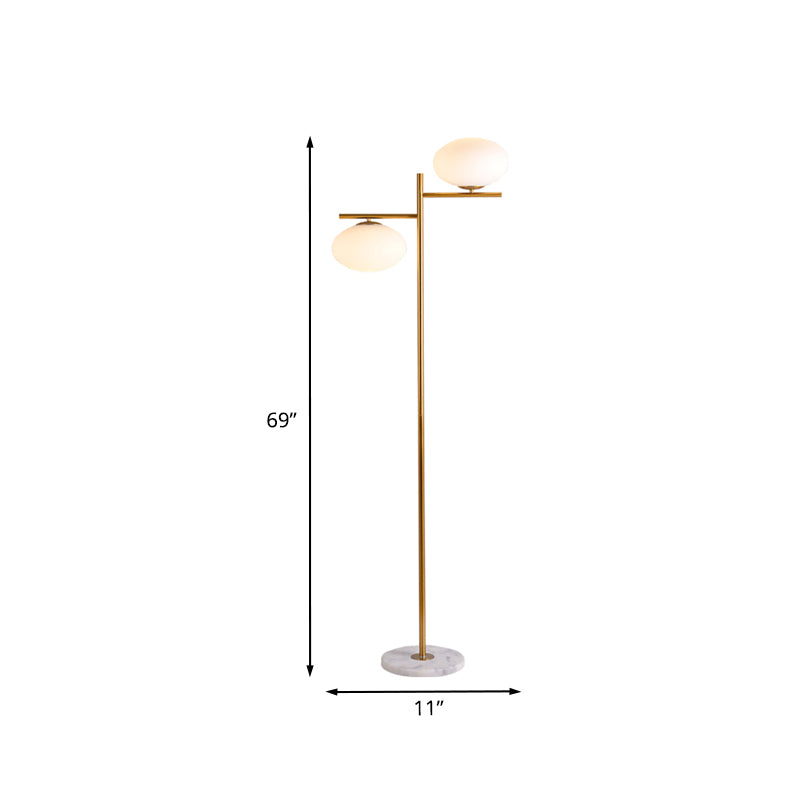 Gold Globe Standing Lighting Nordic 2 Heads Glass Reading Floor Lamp for Bedroom Clearhalo 'Floor Lamps' 'Lamps' Lighting' 983708