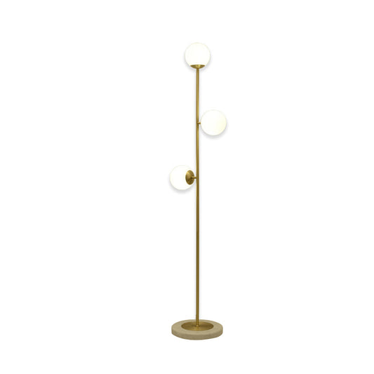 Glass Spherical Floor Reading Lamp Simplicity LED Brass Stand Up Lighting for Living Room Clearhalo 'Floor Lamps' 'Lamps' Lighting' 983711