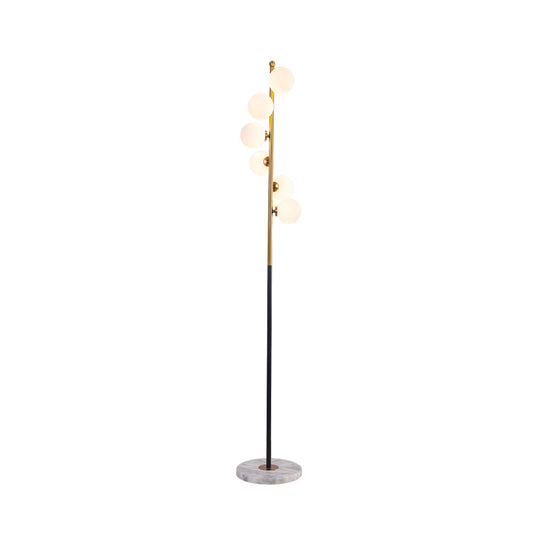 Minimalist Ball Standing Light White Glass Study Room LED Reading Floor Lamp with Spiral Design in Black and Gold Clearhalo 'Floor Lamps' 'Lamps' Lighting' 983715