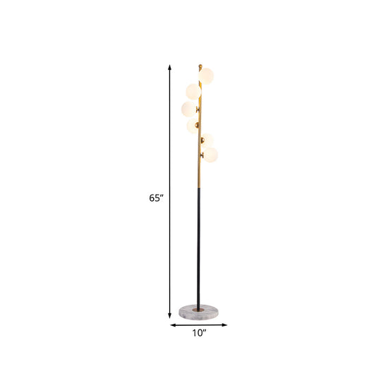 Minimalist Ball Standing Light White Glass Study Room LED Reading Floor Lamp with Spiral Design in Black and Gold Clearhalo 'Floor Lamps' 'Lamps' Lighting' 983716