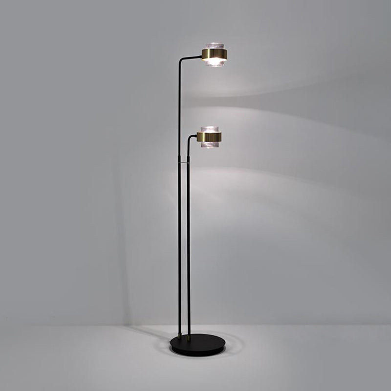 Black Cylinder Standing Lighting Nordic LED Clear Glass Floor Reading Lamp for Living Room Clearhalo 'Floor Lamps' 'Lamps' Lighting' 983723