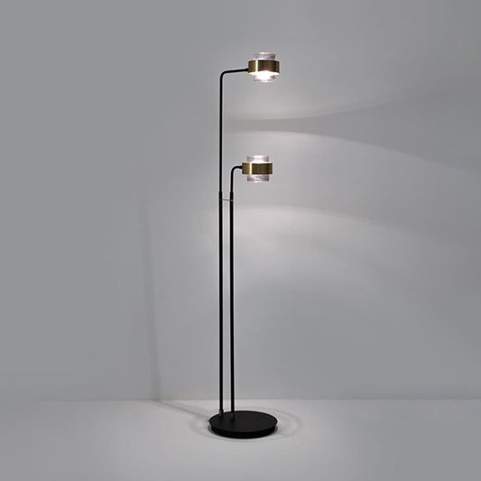Black Cylinder Standing Lighting Nordic LED Clear Glass Floor Reading Lamp for Living Room Clearhalo 'Floor Lamps' 'Lamps' Lighting' 983723