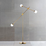 Metal Orb White Glass Shade Floor Lamp Modernist LED Gold Standing Lighting with Swing Arm Gold Clearhalo 'Floor Lamps' 'Lamps' Lighting' 983725