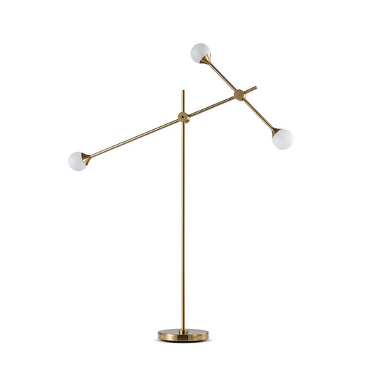 Metal Orb White Glass Shade Floor Lamp Modernist LED Gold Standing Lighting with Swing Arm Clearhalo 'Floor Lamps' 'Lamps' Lighting' 983727