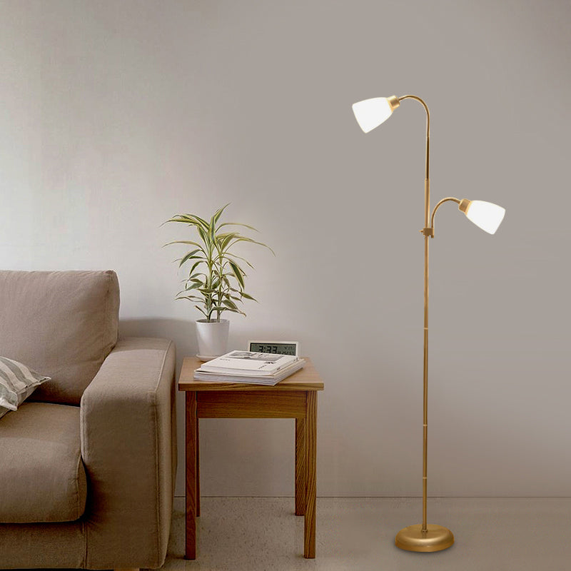 Trumpet Reading Floor Lamp Simplicity Acrylic 2 Bulbs Gold Standing Lighting for Study Room Gold Clearhalo 'Floor Lamps' 'Lamps' Lighting' 983733