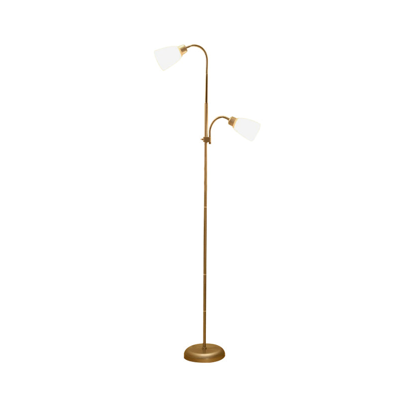 Trumpet Reading Floor Lamp Simplicity Acrylic 2 Bulbs Gold Standing Lighting for Study Room Clearhalo 'Floor Lamps' 'Lamps' Lighting' 983735