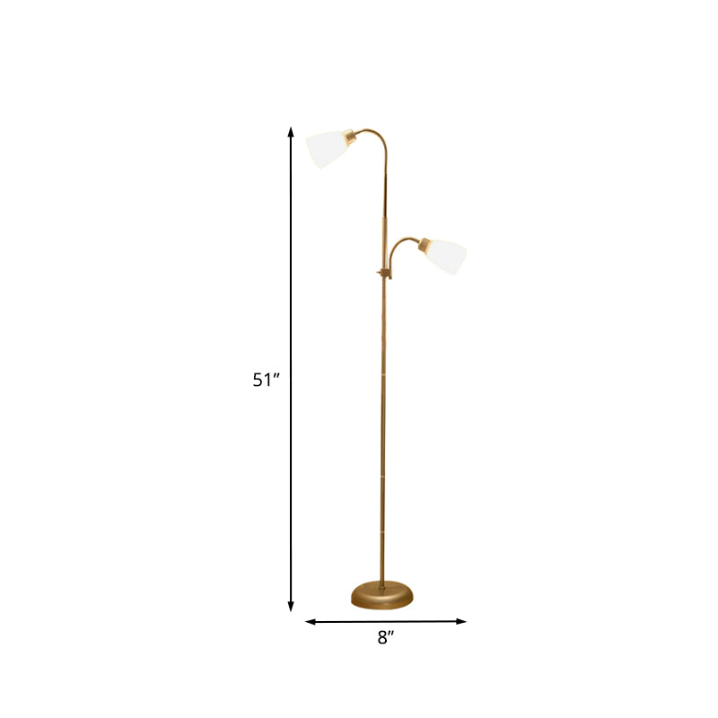 Trumpet Reading Floor Lamp Simplicity Acrylic 2 Bulbs Gold Standing Lighting for Study Room Clearhalo 'Floor Lamps' 'Lamps' Lighting' 983736