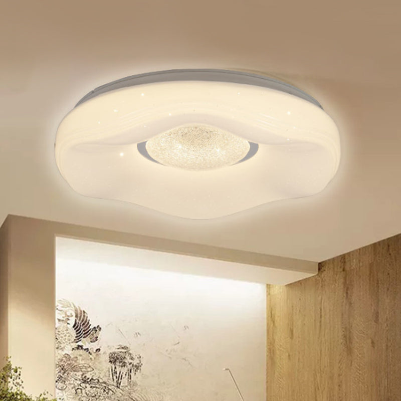 Modernism LED Flush Lighting with Acrylic Shade White Flower Flush Mount in White/Warm Light, 15"/19" Wide - White - Clearhalo - 'Ceiling Lights' - 'Close To Ceiling Lights' - 'Close to ceiling' - 'Flush mount' - Lighting' - 984221