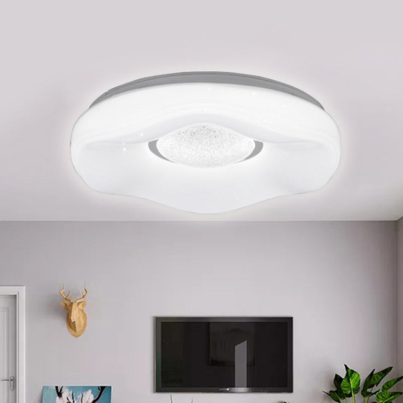 Modernism LED Flush Lighting with Acrylic Shade White Flower Flush Mount in White/Warm Light, 15"/19" Wide - Clearhalo - 'Ceiling Lights' - 'Close To Ceiling Lights' - 'Close to ceiling' - 'Flush mount' - Lighting' - 984222