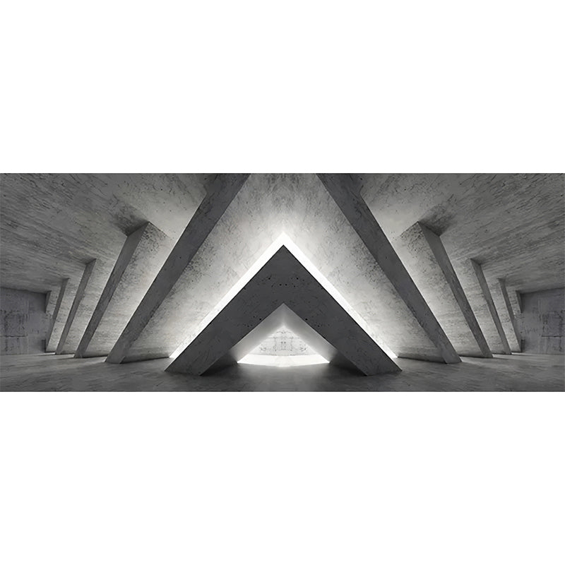 Custom Photography Industrial Mural Wallpaper for Meeting Room with 3D Effect Tunnel Design in Grey Clearhalo 'Wall Decor' 'Wall Mural' 984320