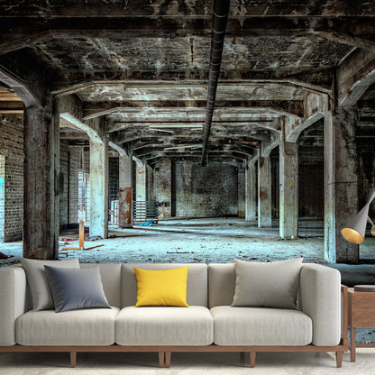 Stain-Resistant 3D Print Warehouse Mural Non-Woven Material Industrial Wall Art for Coffee Shop Decor Grey Clearhalo 'Wall Decor' 'Wall Mural' 984327