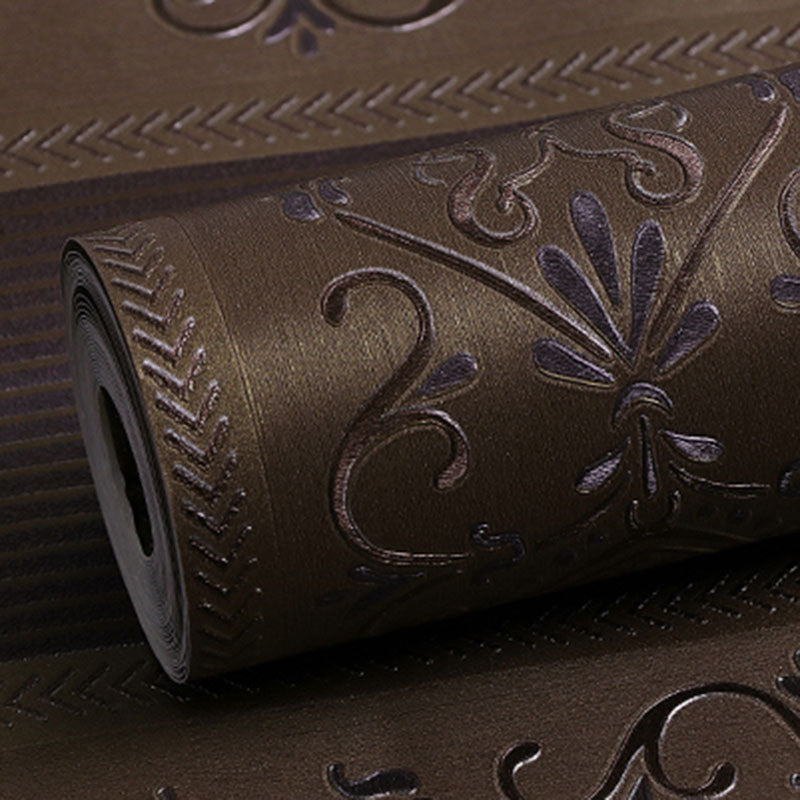 Floral Surface Wallpaper Roll for Living Room Decor Stripes Wall Art in Neutral Color, Stain-Resistant Clearhalo 'Vintage wall decor' 'Vintage' 'Wallpaper' Wall Decor' 984405