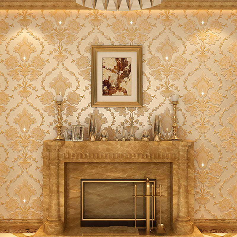 Natural Color Damasque Wall Covering Water-Resistant Wallpaper Roll for Living Room Decor Beige Clearhalo 'Wall Decor' 'Wallpaper' 984534