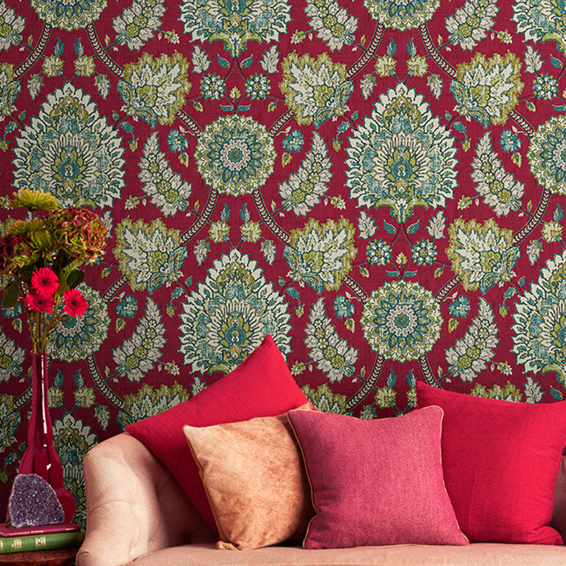 Bohemian Wallpaper Roll in Neutral Color Flower and Leaf Wall Covering for Living Room, 57.1 sq ft. Clearhalo 'Wall Decor' 'Wallpaper' 984603