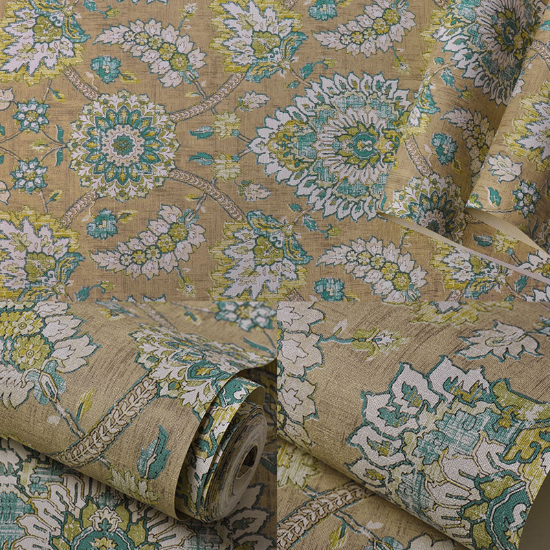 Bohemian Wallpaper Roll in Neutral Color Flower and Leaf Wall Covering for Living Room, 57.1 sq ft. Clearhalo 'Wall Decor' 'Wallpaper' 984614