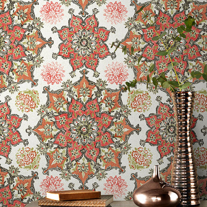 Neutral Color Totem Wall Art for Accent Wall Asia Inspired Wallpaper, 33-foot x 20.5-inch Orange Red Clearhalo 'Wall Decor' 'Wallpaper' 984628