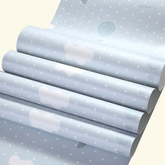 Cute Cartoon Balloon Wallpaper Roll for Children's Bedroom, Pastel Blue, 20.5 in x 33 ft Clearhalo 'Wall Decor' 'Wallpaper' 984692