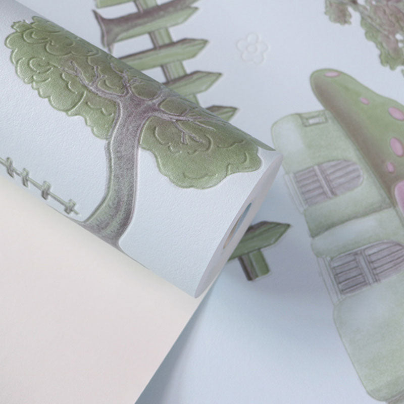 Neutral Color Cartoon Mushroom Wallpaper Water-Resistant Wall Covering for Boy's or Girl's Bedroom Clearhalo 'Wall Decor' 'Wallpaper' 984707