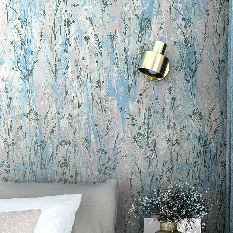 Oil Painting of Flowers Wallpaper Non-Woven Fabric Wall Covering for Living Room Decor, 20.5" x 33' Blue Clearhalo 'Country wall decor' 'Rustic' 'Wallpaper' Wall Decor' 984709