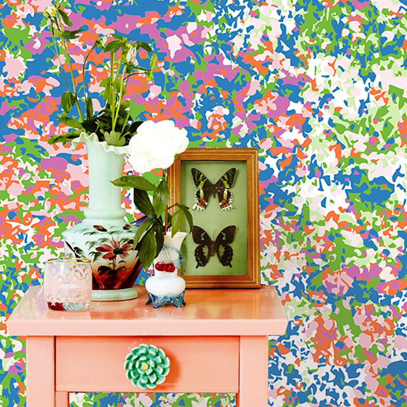 Dense Flower Pattern Wallpaper Roll for Gallery Decoration Oil Painting Wall Covering in Light Color, Water-Resistant Orange-Green Clearhalo 'Country wall decor' 'Rustic' 'Wallpaper' Wall Decor' 984731