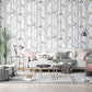 33' x 20.5" Countryside Wallpaper for Living Room Decor with Birch Tree and Birds Design in Natural Color Clearhalo 'Country wall decor' 'Rustic' 'Wallpaper' Wall Decor' 984740