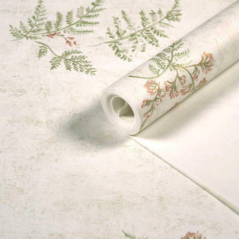 Simple Mimosa and Leaf Wallpaper in Soft Color Living Room Wall Art, 33'L x 20.5"W Clearhalo 'Country wall decor' 'Rustic' 'Wallpaper' Wall Decor' 984829