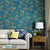 Contemporary Leaves and Stem Wallpaper for Accent Wall, 20.5 in x 33 ft Wall Art in Soft Color Peacock Blue Clearhalo 'Country wall decor' 'Rustic' 'Wallpaper' Wall Decor' 984848