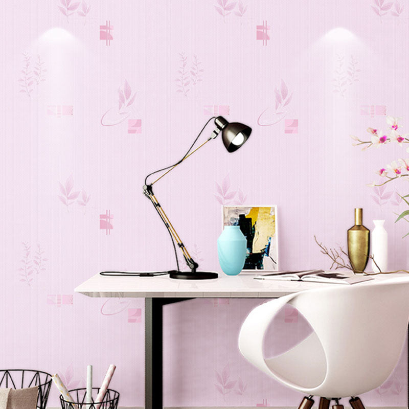 Decorative Grass and Flower Wallpaper Non-Woven Material Nordic Wall Art for Guest Room Purple Clearhalo 'Country wall decor' 'Rustic' 'Wallpaper' Wall Decor' 984880