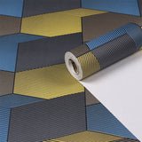 Contemporary Wallpaper in Yellow and Blue 3D Effect Cube Wall Covering, 57.1 sq ft. Clearhalo 'Wall Decor' 'Wallpaper' 984887