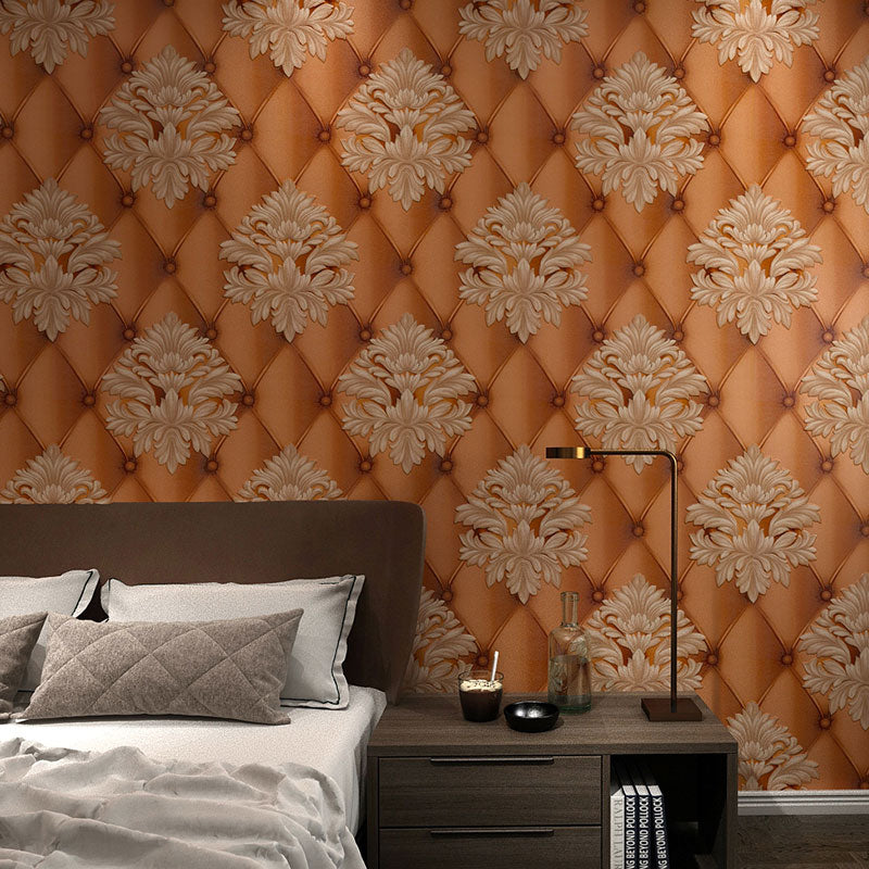 Brown Nostalgic Wall Art 33' x 20.5" Feather Surface and 3D Flower Wallpaper Roll for Accent Wall Coffee Clearhalo 'Wall Decor' 'Wallpaper' 984889