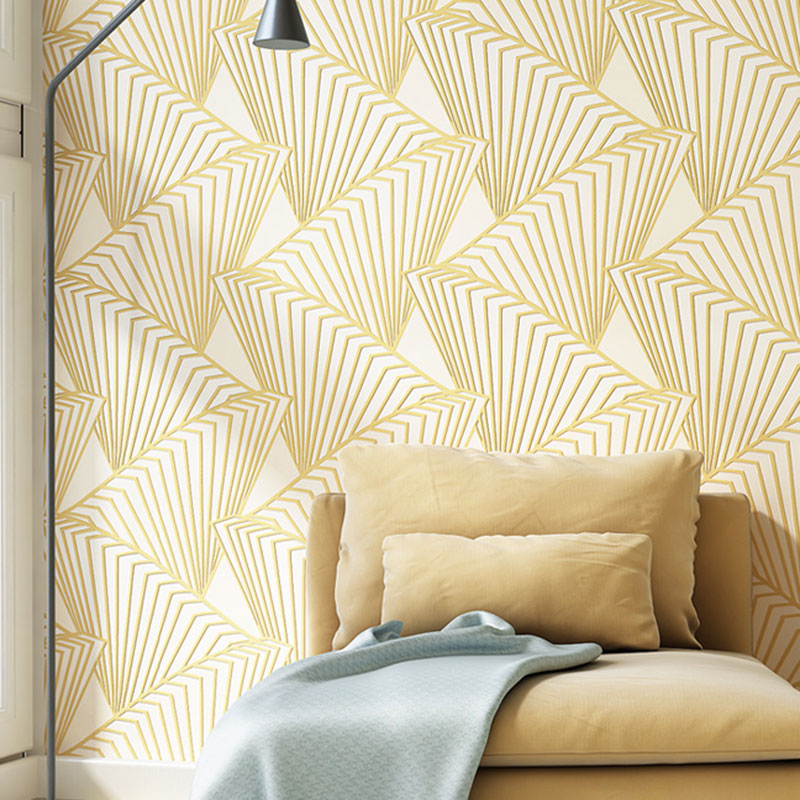 Stain-Resistant 3D Lines Wallpaper Roll 20.5 in x 33 ft Minimalist Wall Covering for Coffee Shop Decoration Light Yellow Clearhalo 'Wall Decor' 'Wallpaper' 984899