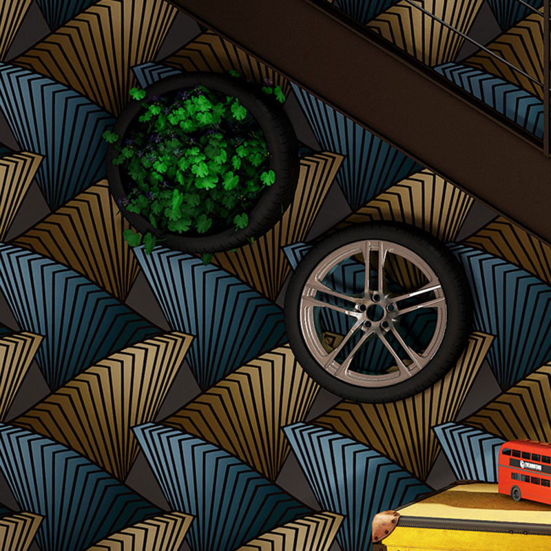 Stain-Resistant 3D Lines Wallpaper Roll 20.5 in x 33 ft Minimalist Wall Covering for Coffee Shop Decoration Aqua Clearhalo 'Wall Decor' 'Wallpaper' 984902