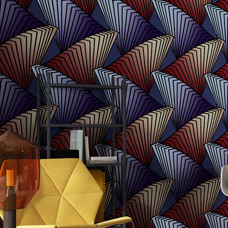 Stain-Resistant 3D Lines Wallpaper Roll 20.5 in x 33 ft Minimalist Wall Covering for Coffee Shop Decoration Blue-Purple Clearhalo 'Wall Decor' 'Wallpaper' 984905