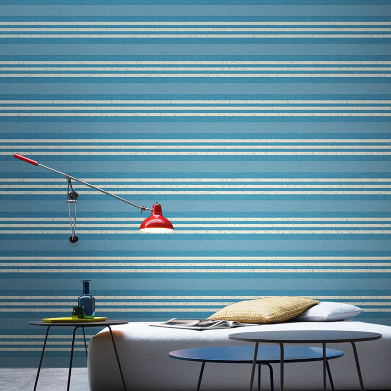 Simple Vertical Stripe Wallpaper Roll for Guest Room Decoration, Natural Color, 57.1 sq ft. Blue Clearhalo 'Modern wall decor' 'Modern' 'Wallpaper' Wall Decor' 984923