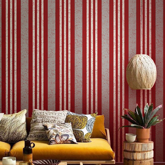 Simple Vertical Stripe Wallpaper Roll for Guest Room Decoration, Natural Color, 57.1 sq ft. Red Clearhalo 'Modern wall decor' 'Modern' 'Wallpaper' Wall Decor' 984931
