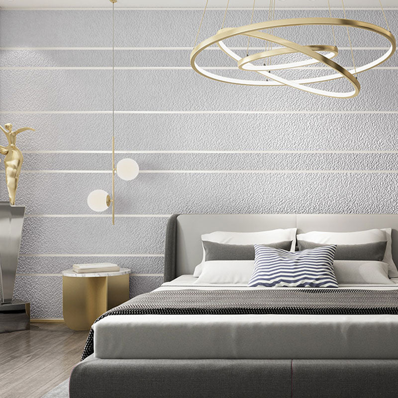 Horizontal Stripe Wall Art in Pastel Color Non-Woven Fabric Wallpaper for Home Decor, 33' x 20.5" Light Gray Clearhalo 'Modern wall decor' 'Modern' 'Wallpaper' Wall Decor' 984934