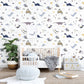 Stain-Resistant Cartoon Animal Wallpaper Roll 57.1 sq ft. Minimalist Wall Covering for Children's Bedroom White Clearhalo 'Wall Decor' 'Wallpaper' 984958