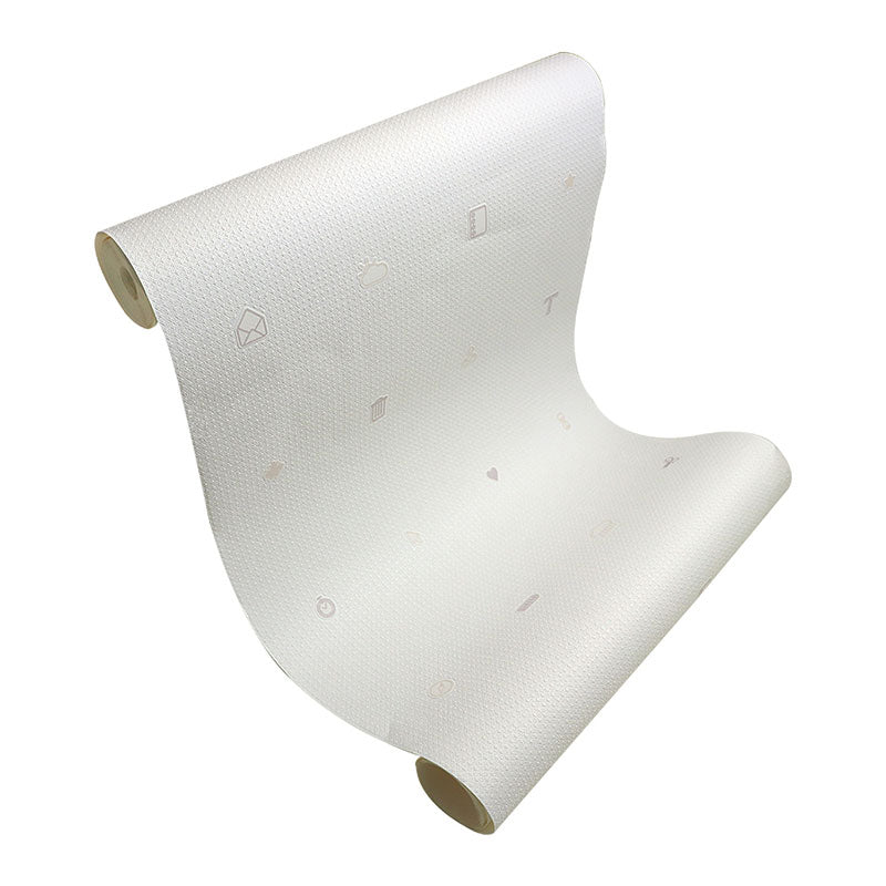 Ivory White Original Wall Art 57.1 sq ft. Food and Drinks Wallpaper Roll for Kid's Bedroom, Non-Pasted Clearhalo 'Wall Decor' 'Wallpaper' 984983